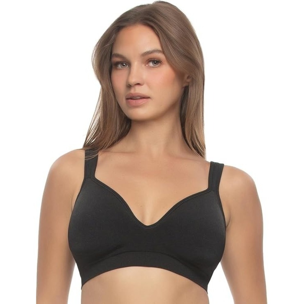Felina Adaptive Cup Wire Free Bra Small 34C‎ D DD DDD Tshirt Black